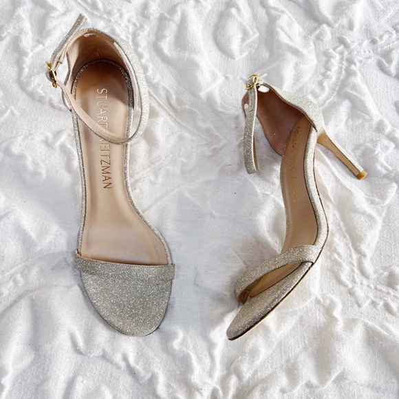 Stuart Weitzman Gold Heel Size 10 - Picture 4 of 9
